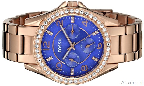 reloj-fossil-dama-oro-con-azul